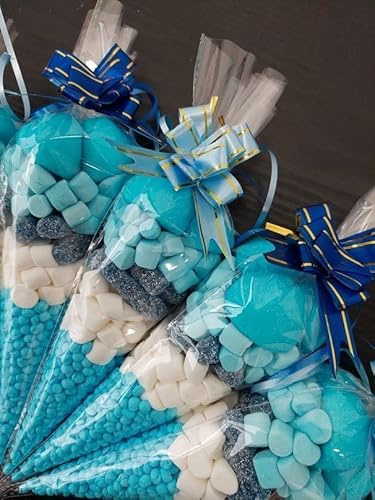 Pre-Filled Sweet Cones - Blue Millions Sweet Cones Kids Party Bags Children's Birthday party anniversary christening baby shower gender reveal wedding (1 Count (Pack of 15))