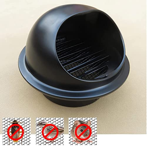 Duchunsheng Rond Grille De Ventilation Décoration Murale Hotte, Noir Grille D'Aération Ronde en Acier Inoxydable, Sortie D'évacuation avec Filet AntiSinsectes, Facile À Utiliser, Imperméabiliser