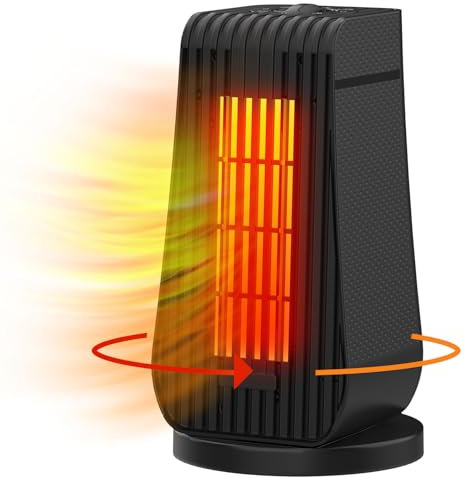 Qoosea Heizlüfter Energiesparend Leise 1200W Heizlüfter Elektrische Raumheizung Mini Keramik Heizung Mit 3 Modi 3S Schnelles Heizen PTC Raumheizung Elektrischer Heizlüfter für Zuhause Büro (Schwarz)