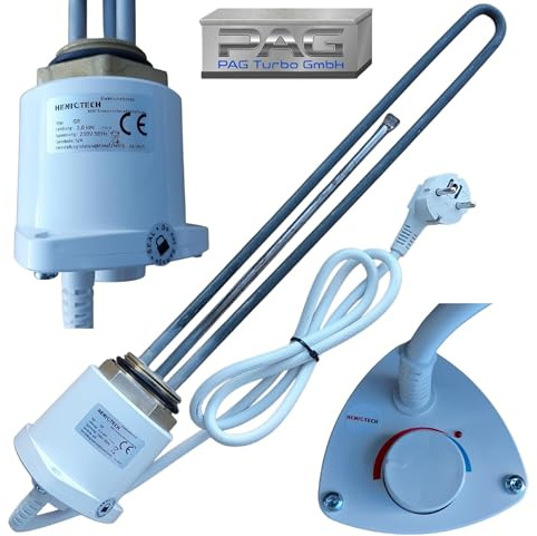 PAG Turbo GmbH® - Heizstab mit Thermostat 230V mit 2kW - Gewinde 5/4 ca. 41,5mm Heizelement Heizpatrone (2kW - 5/4)