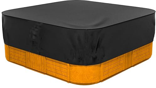 Funda bañera de hidromasaje Exterior, Cubierta bañera de hidromasaje Impermeable, Cubierta De BañEra De Hidromasaje para Exteriores protección contra el Viento UV-Negro (220 * 200 * 85cm)