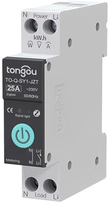 TONGOU Interruttore su Guida DIN Interruttore Smart ZigBee Telecomando e Controllo Vocale Modalità di Temporizzazione Funzione per la Casa Intelligente con Funzione di Misurazione 25A