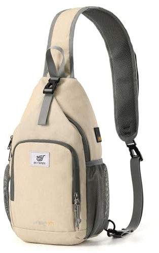 SKYSPER Axelväska RFID Crossbody ryggsäck crossbody axelväska resa vandring vardagsväska för kvinnor män, BEIgE