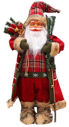 LOVIVER Weihnachtsmann-Weihnachtsfigur, stehend, Weihnachtspuppe, Spielzeug, Party, drinnen und draußen, Klassische Weihnachtsmann-Figur, Feiertagsdekoration, 60cm