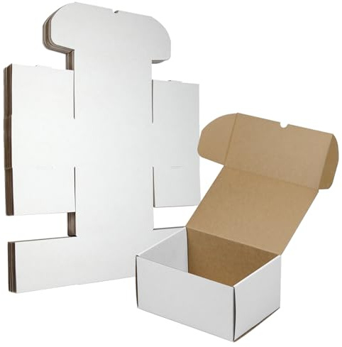 HESESOH 10x7x5 Inches Shipping Boxes Set of 20, White Corrugated Cardboard Box Literature Mailer for Packing Small Business