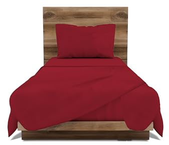 GEMITEX Set Lenzuola Singolo, 100% Cotone, ROSSO, Tinta Unita, Antipilling e Anallergico, Design Made in Italy, Include Lenzuolo Sopra 150x280cm, Sotto con Angoli 90x190cm, 1 Federa