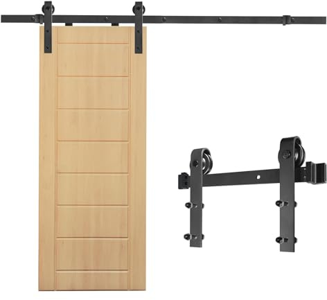 LILIIN 200cm Schiebetürbeschlag Set Schiebetürsystem Schiebetüren aus Kohlenstoffstahl, Laufschiene Hängeschiene Beschlagset für 35mm-45mm Dicke Türen