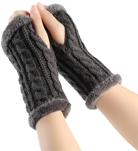 Fulidngzg Armstulpen Damen Winter Y2K Warm Fausthandschuhe Thermo Teenager Mädchen Fingerlose Handschuhe Handstulpen Schwarz Touchscreen Pulswärmer Winterhandschuhe