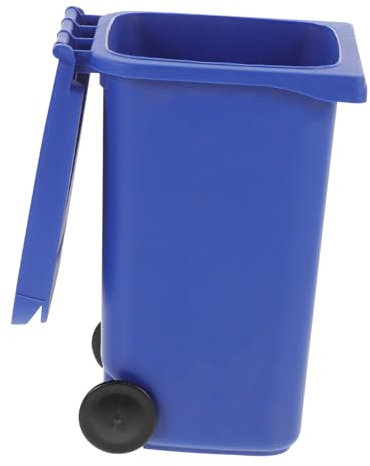 HONMEET Poubelle De Bureau Mini Plastique Multifonction Avec Couvercle Et Rangement Stylo Taille Compacte Pour Maison Bureau ÉConomise Espace Bleu