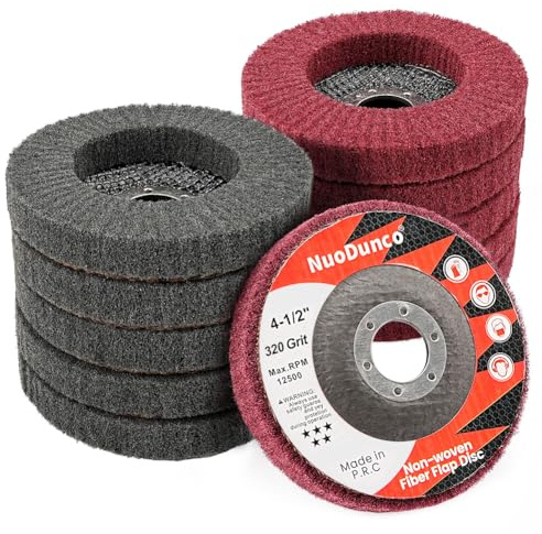NuoDunco 10Pcs 320 & 600 Grit Scour Flap Disc 4 1/2 Inch Angle Grinder Attachment for Metal & Wood Scouring Pad Polishing Sanding Disc Paint Rust Remover Wheel