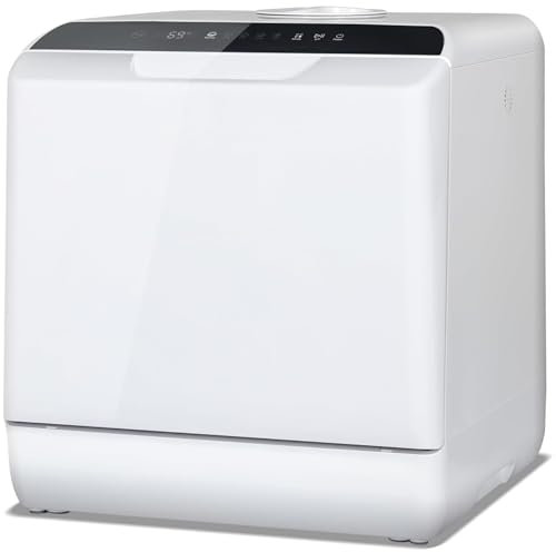 YOURLITE Mini Lave-Vaisselle de table, 5+1 Programmes de lavage, Réservoir 5L ou Branchement Robinet - Sans Installation, Commande Tactile, Grand écran, Convient aux camping-cars et aux appartements