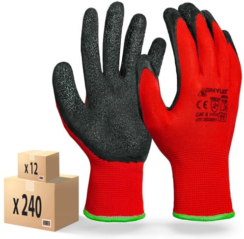 MK-Glove 12 Paar Abriebfest Arbeitshandschuhe Herren - Gartenhandschuhe und Montagehandschuhe mit Latexbeschichtung - Werkstatt Schutzhandschuhe Mechaniker Handschuhe - Größe 9-L