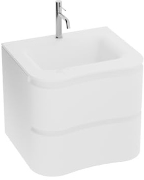lavita Waschbeckenunterschrank Badezimmerschrank mit Waschbecken Ontario White Hängeschrank Badschrank Waschtischschrank Schrank 60cm Breit Badezimmermöbel PVC 52x60x50 cm Montierte Badmöbel Set