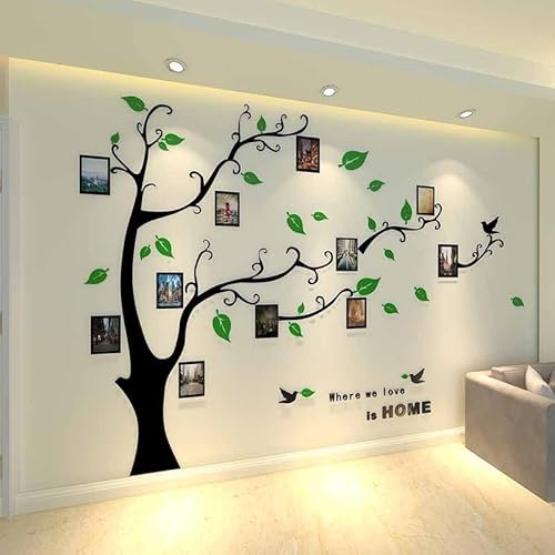 Purekay Wandtattoo Baum 3D DIY Foto Wandsticker Pflanzen Wandaufkleber Groß Kleben Aufkleber Wandbilder für Schlafzimmer Wohnzimmer Kinderzimmer Sofa Hintergrund Wanddeko (Links Grün, S)