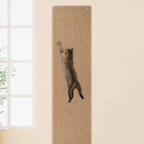 FHTONGE Alfombra gruesa para escalada de pared de gato de 71 x 15.8 pulgadas con 16 clavos fijos, almohadilla extra grande y alta para arañazos para gatos, rascador para montar en la pared para