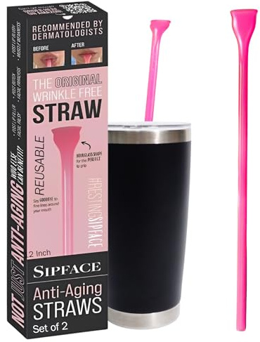 Sipface Anti Wrinkle Straw 12 Inch Long (2 Pcs.) – Flat Wide Reusable Straws for Hot & Cold Drinks | Dishwasher Safe, BPA Free Plastic Straw | Eco-friendly Alternate to Disposable Paper Straws