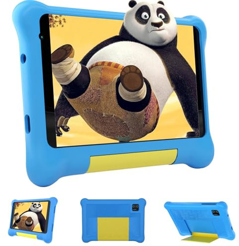 HotLight Tablet para niños Android 13,Tableta Infantil 7 Pulgadas con 5GB RAM 32GB ROM (TF 128GB),Doble Cámara, Bluetooth, Control Parental, Funda EVA (Azul)