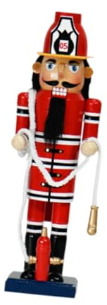 Harilla Figura de Cascanueces, Bombero, muñeco de Madera, decoración navideña, Soldado de Cascanueces para jardín, cumpleaños