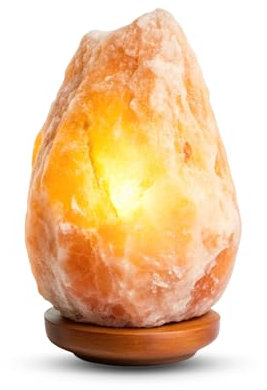 ERBORISTERIA SIMONCELLI Lampada di Sale Rosa Himalayano 100% Naturale - Intagliata a Mano con Base in Legno - da 6 a 8 kg - Inclusa Lampadina e Cavo Certificato CE 1982