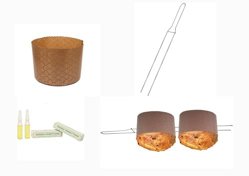 SET PREPARAZIONE PANETTONE 7 FORME PANETTONE DA 500 GR + 1 SPILLONE PANETTONE 52 CM + 1 AROMA PANETTONE