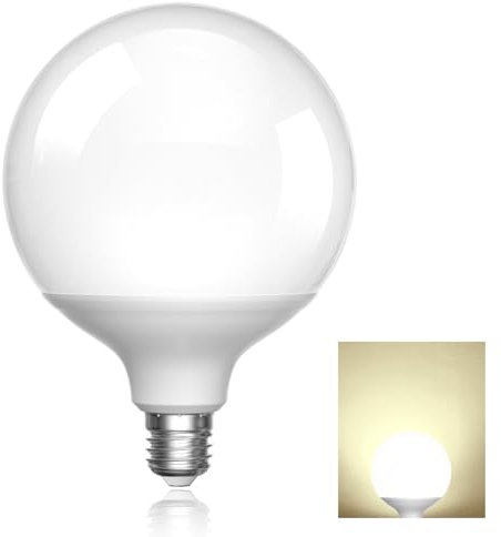 TobeBright G120 E27 Globe Bulb, 20W Frosted Large Screw Light Bulbs, 4000K Natural White, 200W Equivalent, 1500ML, Not Dimmable, Milky E27 Screw Bulb for Home Living Room Lighting