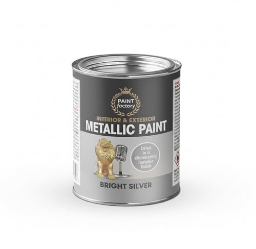 DUAYRA Metallic Bright Silver Paint Tin 300ml | Brush-On Paints | Shimmering Gloss Finish | All-Purpose Durable Quick Drying | Suitable for Indoor & Outdoor | for Use On Metal, Wood, Plastic | (3)