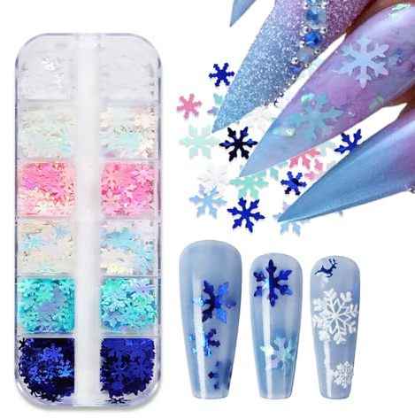 Nagelsticker Weihnachten, Nagelsticker Schneeflocken, Nagelaufkleber Weihnachten, Nagelstickers Winter, Schneeflocken Sticker für Damen DIY Nail Art, Gesicht, Handyhüllen, Karten (A)