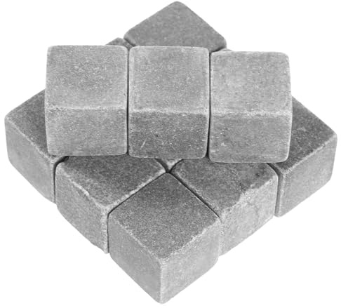 SOLUSTRE 12pcs Reusable Marble Whiskey Stones for Drinks Cooling Smooth Surface Wear-resistant Ice Cubes Gift for Whiskey Lovers Household Spirits Chilling