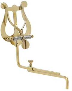 GEWA Marschnotenhalter/Marschgabel Saxophon - Messing - Mittelgroße Lyra - 2 Drücker - Stiel verstellbar