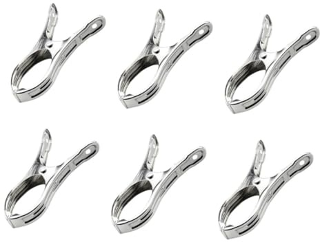PAMINGONO 6 pièces Lot de Pinces à Linge INOX Grandes pour Fixation Couettes et Vêtements Résistantes et Antidérapantes Clips de Maintien pour Maison et Extérieur