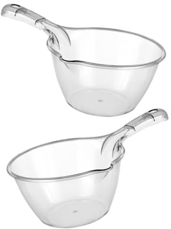 Homoyoyo Cucharón De Plástico Grande Gris 2 Piezas Mango Largo, Cucharón Multiusos Para Cocina y Baño, Pala Para Agua Resistente, Adecuado Para Regar Plantas y Uso Doméstico