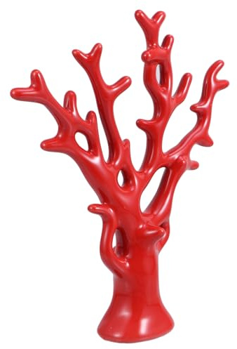 Tofficu Keramikornament Keramikstatue Tischdeko Roter Geldbaum für Zuhause Wohnzimmer und Weinschrank 1 Stück Farbecht und Langlebig