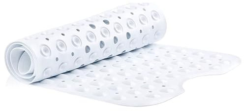 Easylife Homestyle Ultimate Anti-Slip, Anti-Mould Bath Mat, with Non Slip Bubbles and Suction Cups for Secure Grip, Vinyl Shower Mat, Extra Long (White) 100x40cm - Fully Guaranteed