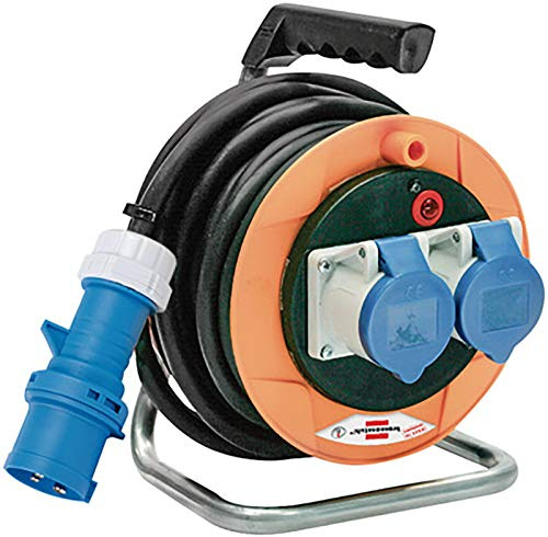 Brennenstuhl 1075256 Kabeltrommel 10 m Serie GARANT ST EWG 2 Kompakt mit Stecker und 2 Steckdosen CEE 3-polig 230 V/16 A IP44