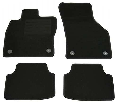 AD Tuning Fußmatten für Skoda Octavia 3 5E inkl. Kombi & Scout (02/2013-) | 4-teilig, 100 % passgenau, Textil, Schwarz, Randkettelung, Druckknopf Befestigung