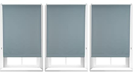 Relaxdays 3 x Verdunkelungsrollo, Hitzeschutz, Thermo Rollo Klemmfix, blickdichtes Seitenzugrollo 80x165, Stoff 76 cm, grau