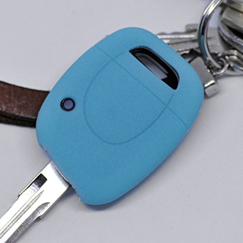Soft Case Schutz Hülle Auto Schlüssel Fluoreszierend Blau kompatibel mit 1 Tasten Funkschlüssel Clio Twingo Kangoo