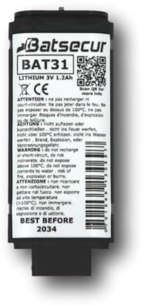 BATSÉCUR - Pila allarme BAT31 Compatibile BATLi31 DAITEM 3V 1Ah - 3V 1.1Ah LiFeS2