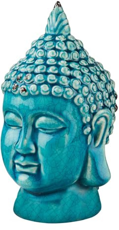 BUTLERS Kopf Buddha 23cmSteingutStatue Buddha Figur Glücksbringer | Dekoration für Meditation, Zen Garten, Yoga, Feng Shui | Deko Figur für Wohnzimmer, Schlafzimmer, Bad