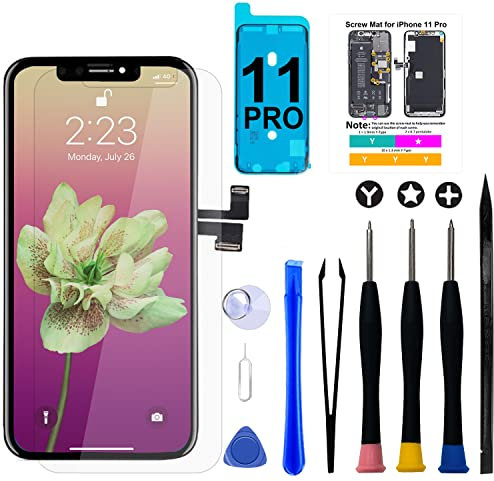Brinonac Display für iPhone 11 pro, 5,8 3D Touchscreen LCD Digitalisierer Bildschirm Ersatz mit Reparaturset, Wasserfester Klebstoff und Gehärtetes Glas