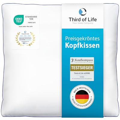 Kopfkissen 80x80 inSPIRO vom Gewinner des Innovationspreis Ergonomie 2025, Bestes ergonomisches Schlafkissen, Geeignet für Seitenschläfer, Rückenschläfer & Bauchschläfer, Optimales HWS Nacken-Kissen
