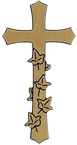 Holyart Croce Bronzo da lapide con Foglie incise 10 cm per Esterno