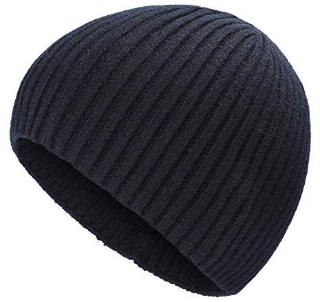 ZLYC Herren Winter Strickmützen Mode Warm Slouch Beanie Mütze,Festes Navy,Gr. Einheitsgröße