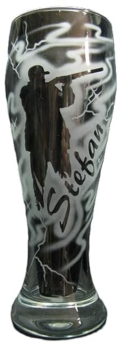 Weizenglas 0,5 l mit Gravur Jäger Jagdmotiv und Name personalisiert Glas Bierglas Weizenbierglas Weißbierglas individuell Geschenk Waidmann Jagdlogo