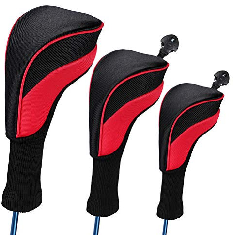 WBTY 3 st golfklubbor huvudöverdrag set 1 3 5 Fairway trä golfklubb förare huvudbonader professionella golf huvudskydd, röd