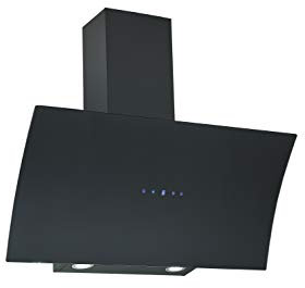 Respekta Dunstabzugshaube kopffrei / Dunstabzugshaube schräg 90 cm / Edelstahlgehäuse mit Glasschirm in Schwarz / Abluft - und Umluftfunktion / CH55090SA++ / A++ / 42–63 dB