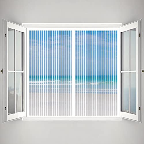 Magnetrahmen Fliegengitter 140x145cm Insektenschutz Insektenschutz Magnet Fliegenvorhang Mit Stark Haftendem Klettband für Fenster Insect Stop Fliegengitter, Weiß A