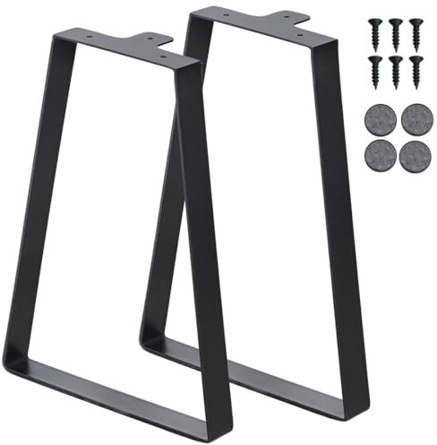 H JINHUI Metal Table Legs Set of 2, Heavy Duty Metal Coffee Table Bench Legs, Industrial Trapezoid DIY Furniture Legs, with Screws and Floor Protectors for DIY Table Breakfast Bar Stand Bench, 30x40cm