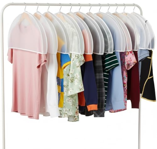 Shoulder Covers Plastic Hanger Covers for Clothes (Set of 12) Closet Clothes Protectors Breathable Clear Jacket Cover with 2 Gusset for Suit, Coat, Jackets, Blouses, Dress - 24'' x12 x2''/12 Pack