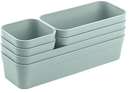 Gariella 1x Schubladen-Organizer Set Aufbewahrungs-Box Einteiler verstellbar pastell-grün